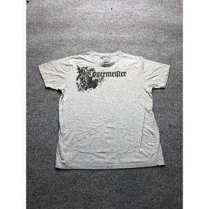 Jägermeister Shirt Mens XL Gray Logo Graphic Tee Tagless Cotton Alcohol Promo